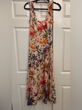 Zimmermann Tropicana Cream Floral Cut Out Linen Midi Dress 
Size 0 US 4